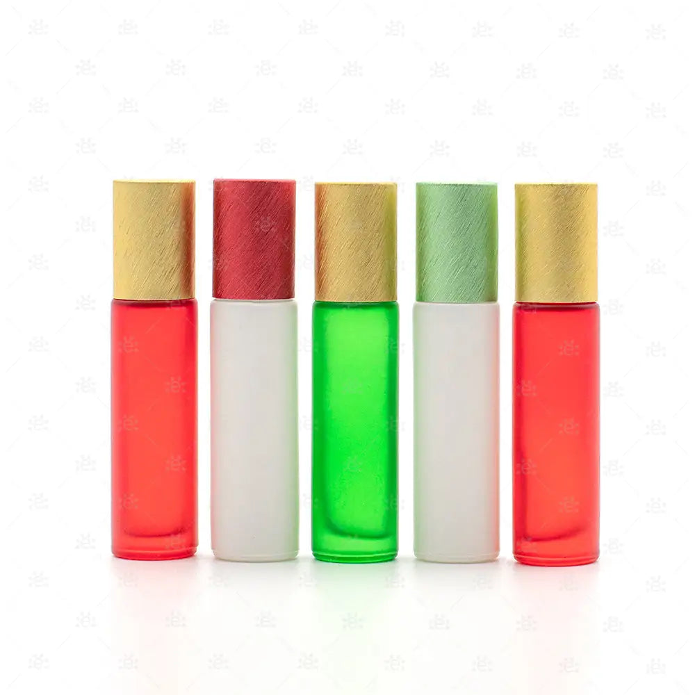 10Ml Deluxe Frosted Christmas Collection Rollermit Metallic Deckel & Premium Stahlkugeleinsatz (5Er