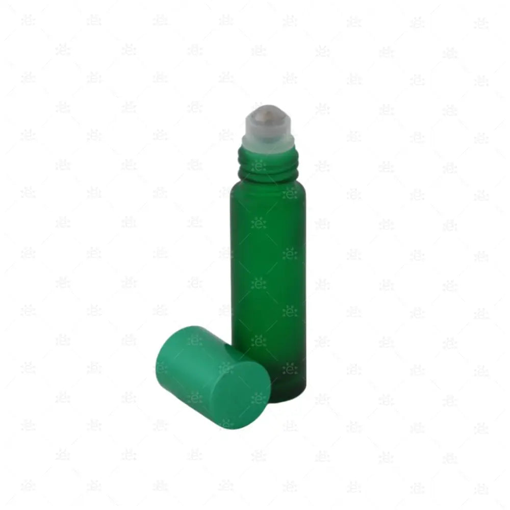 10Ml Frosted Roller Grün Mit Metallic Deckel & Stahlkugeleinsatz Einzel Glass Bottle
