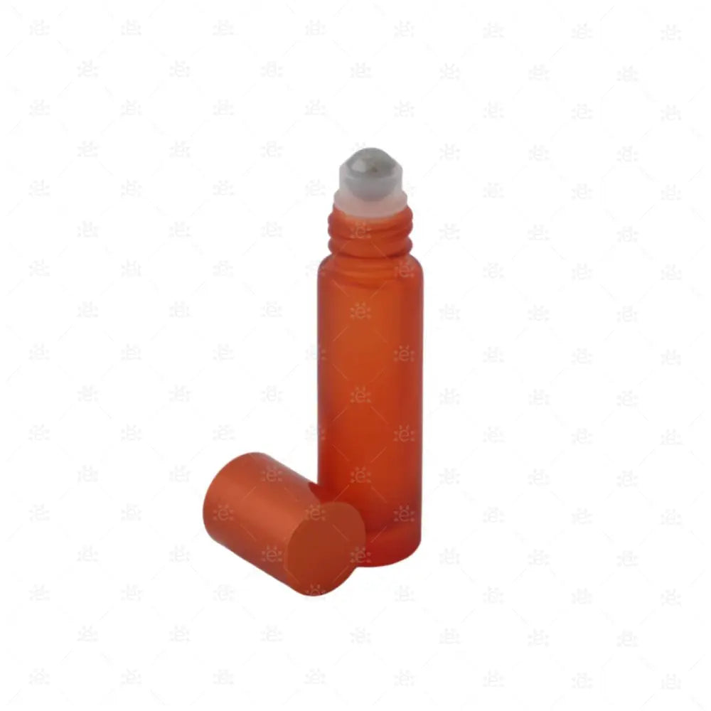 10Ml Frosted Roller Orange Mit Metallic Deckel & Stahlkugeleinsatz Einzel Glass Bottle