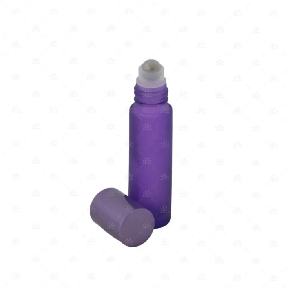 10Ml Frosted Roller Violett Mit Metallic Deckel & Stahlkugeleinsatz Einzel Glass Bottle