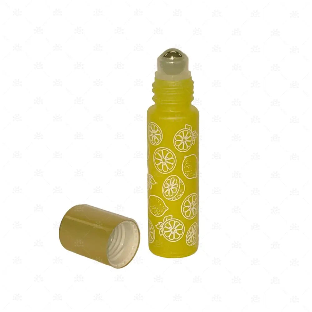 10Ml Matter Roller Gelb Bedruckt Mit Goldenem Metall Deckel & Stahlkugeleinsatz Einzel Glass Bottle
