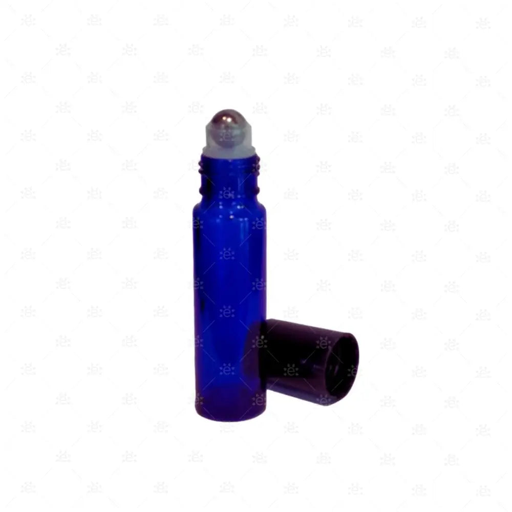 10Ml Roller Blau Mit Schwarzem Kunststoffdeckel & Stahlkugeleinsatz Einzel Glass Bottle