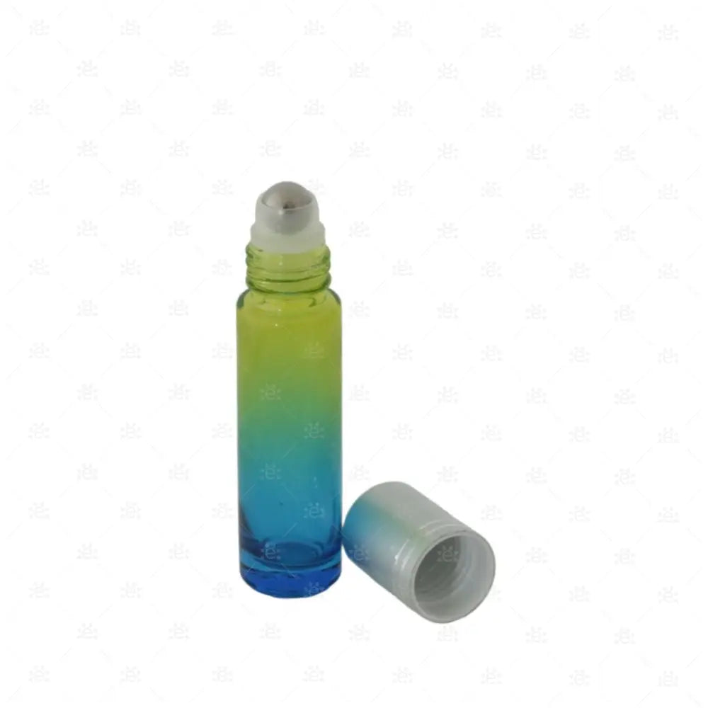 10Ml Roller Gelb/Blau Mit Metallenem Deckel & Stahlkugeleinsatz Einzel Glass Bottle