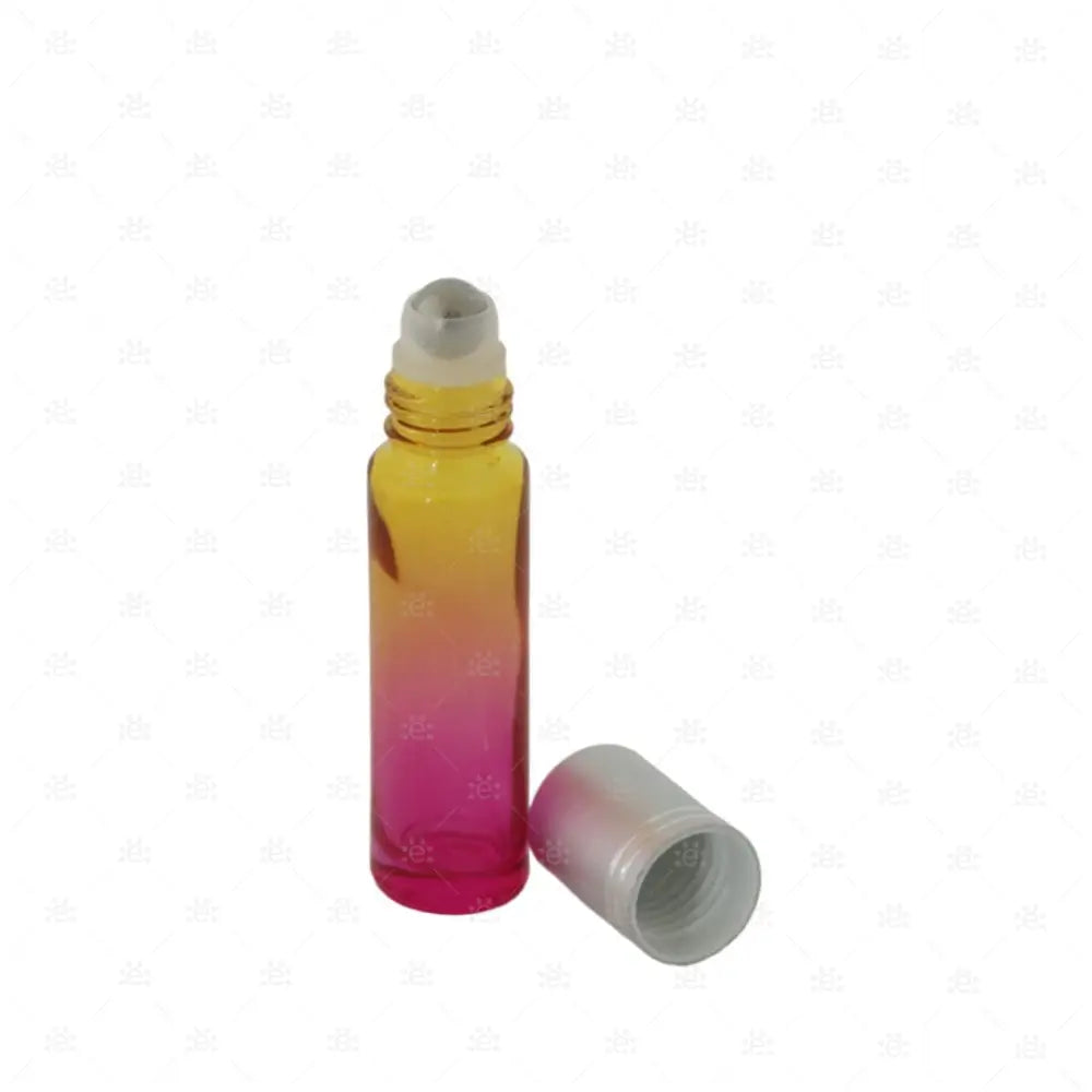 10Ml Roller Gelb/Pink Mit Metallenem Deckel & Stahlkugeleinsatz Einzel Glass Bottle