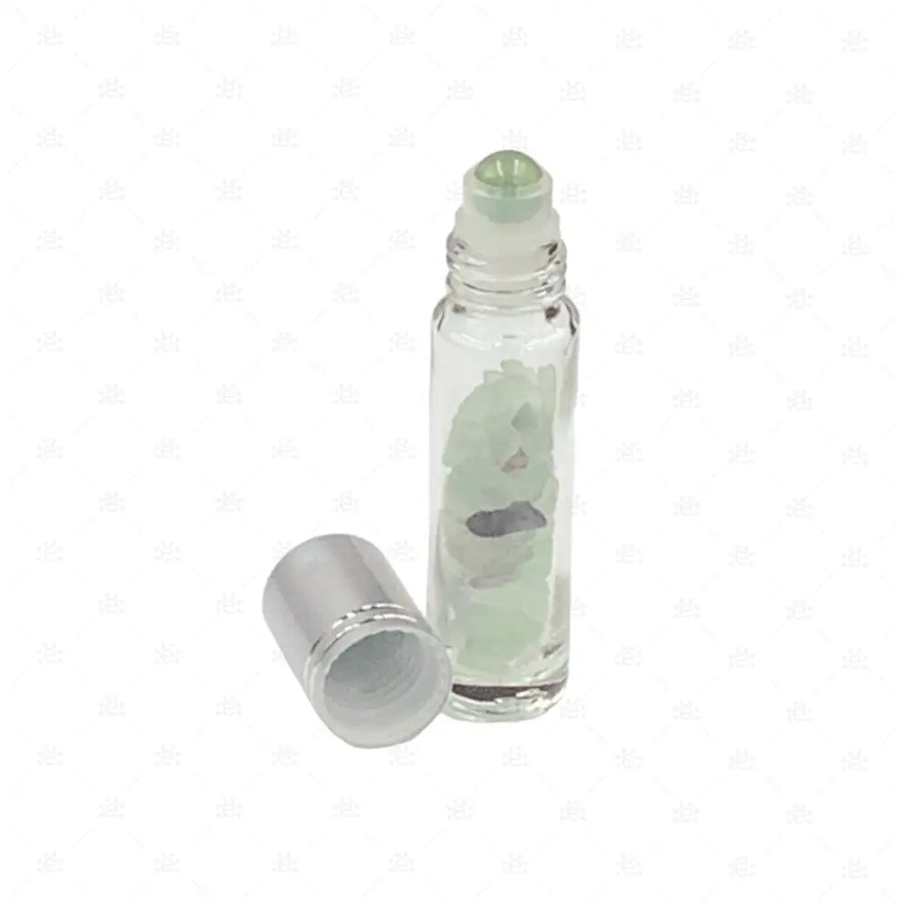 10Ml Roller Klar Mit Fluorite Splitter Metallenem Deckel & Stahlkugeleinsatz Einzel Glass Bottle