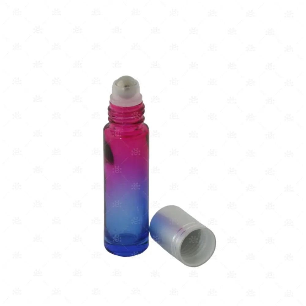 10Ml Roller Pink/Blau Mit Metallenem Deckel & Stahlkugeleinsatz Einzel Glass Bottle
