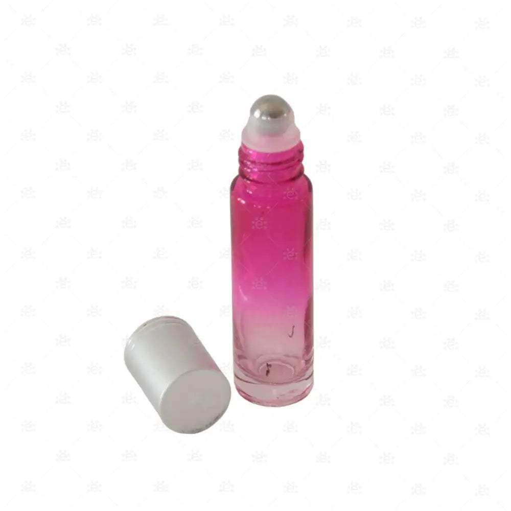 10Ml Roller Pink/Klar Mit Metallenem Deckel & Stahlkugeleinsatz Einzel Glass Bottle