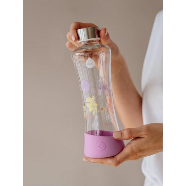 Trinkflasche, Equa Squeeze Lilly, 550ml, Borosilikatglas