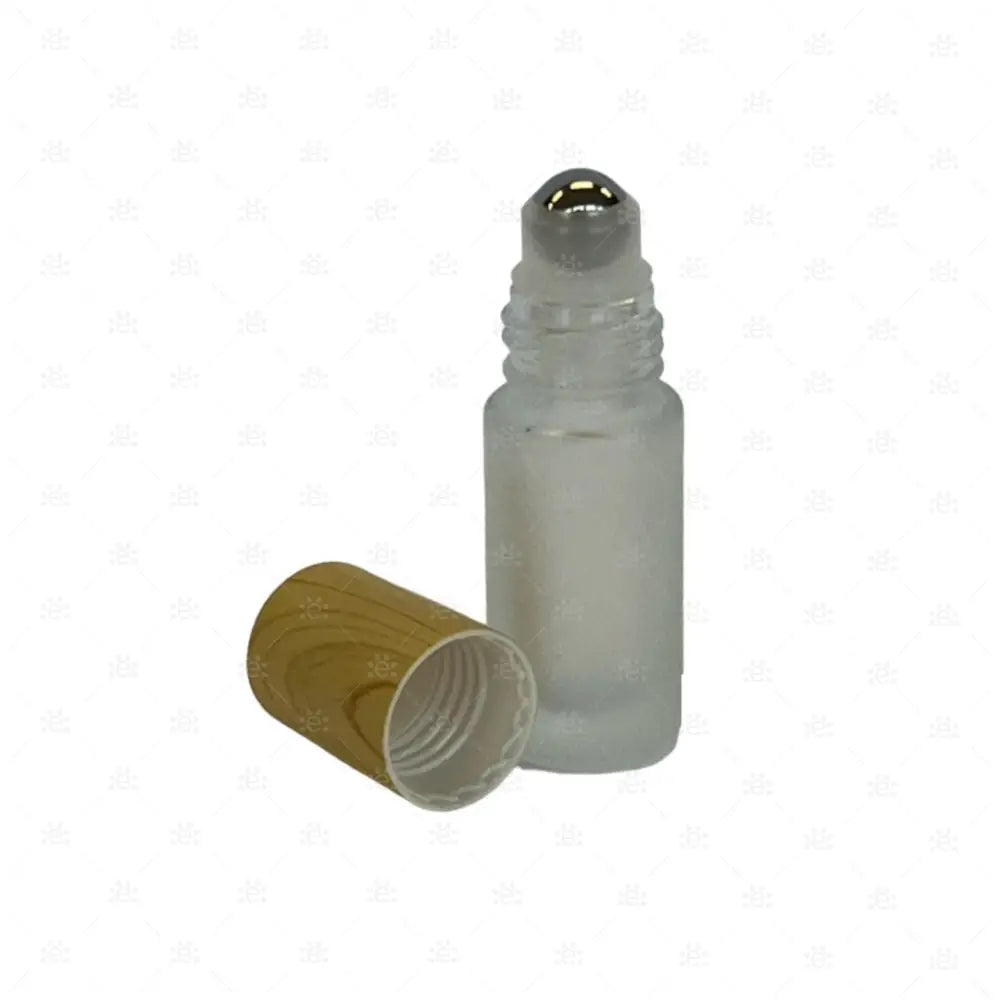 5Ml Frosted Roller Mit Kunststoffdeckel In Holzoptik & Stahlkugeleinsatz Einzel Glass Bottle
