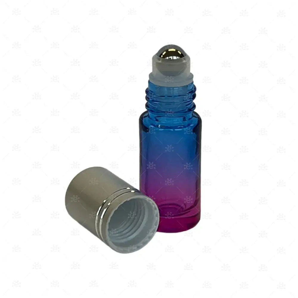 5Ml Roller Blau/Pink Mit Metallic Deckel & Stahlkugeleinsatz Einzel Glass Bottle