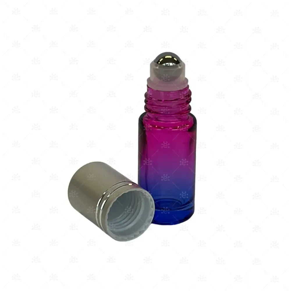 5Ml Roller Pink/Blau Mit Metallic Deckel & Stahlkugeleinsatz Einzel Glass Bottle