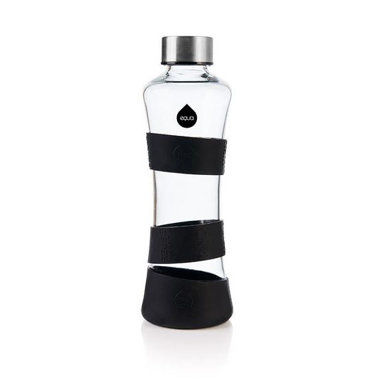 Trinkflasche, Equa Squeeze Active Black, 550ml, Borosilikatglas