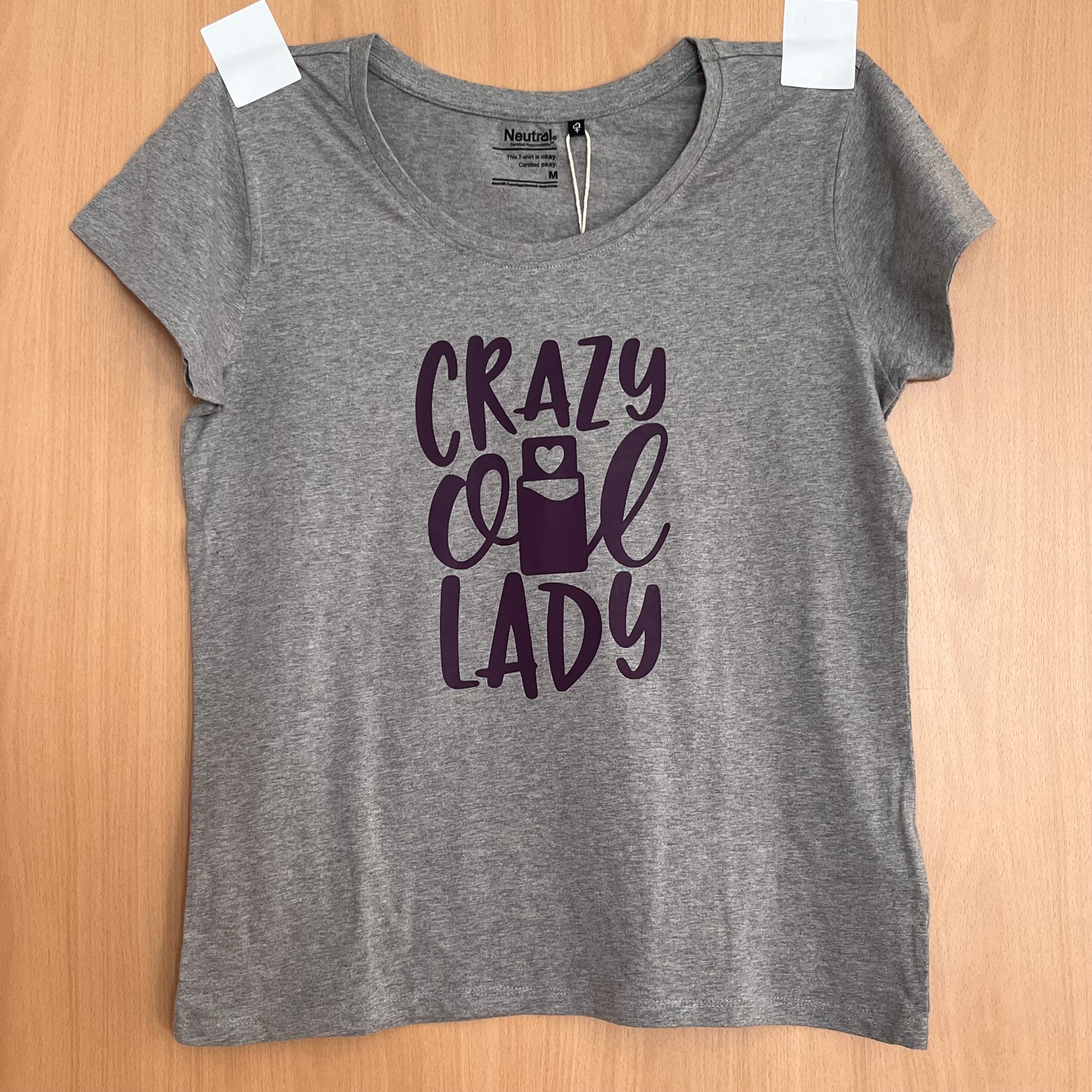 T-Shirt Neutral, loose fit, grau, Grösse M, "Crazy"