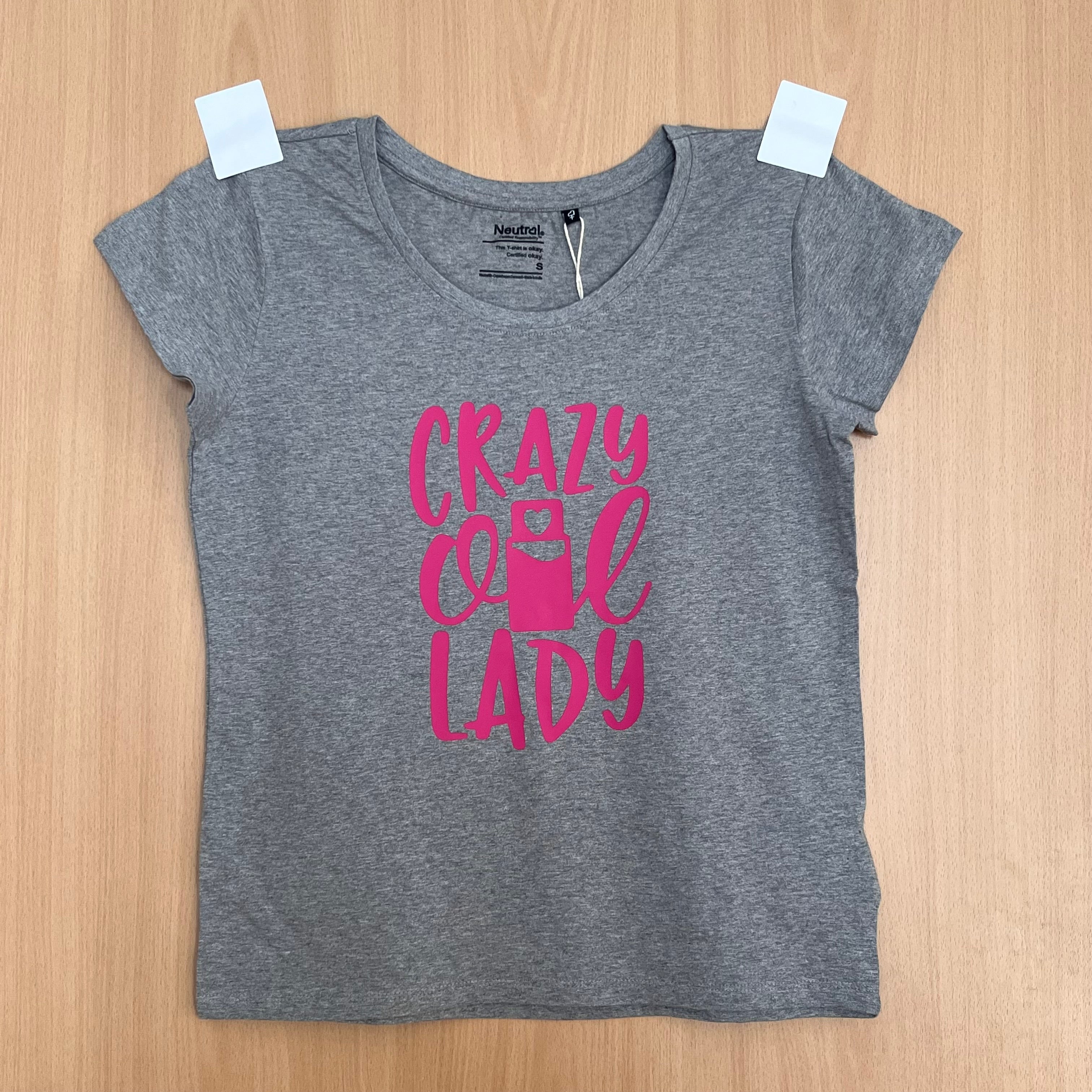 T-Shirt Neutral, loose fit, grau, Grösse L, "Crazy"