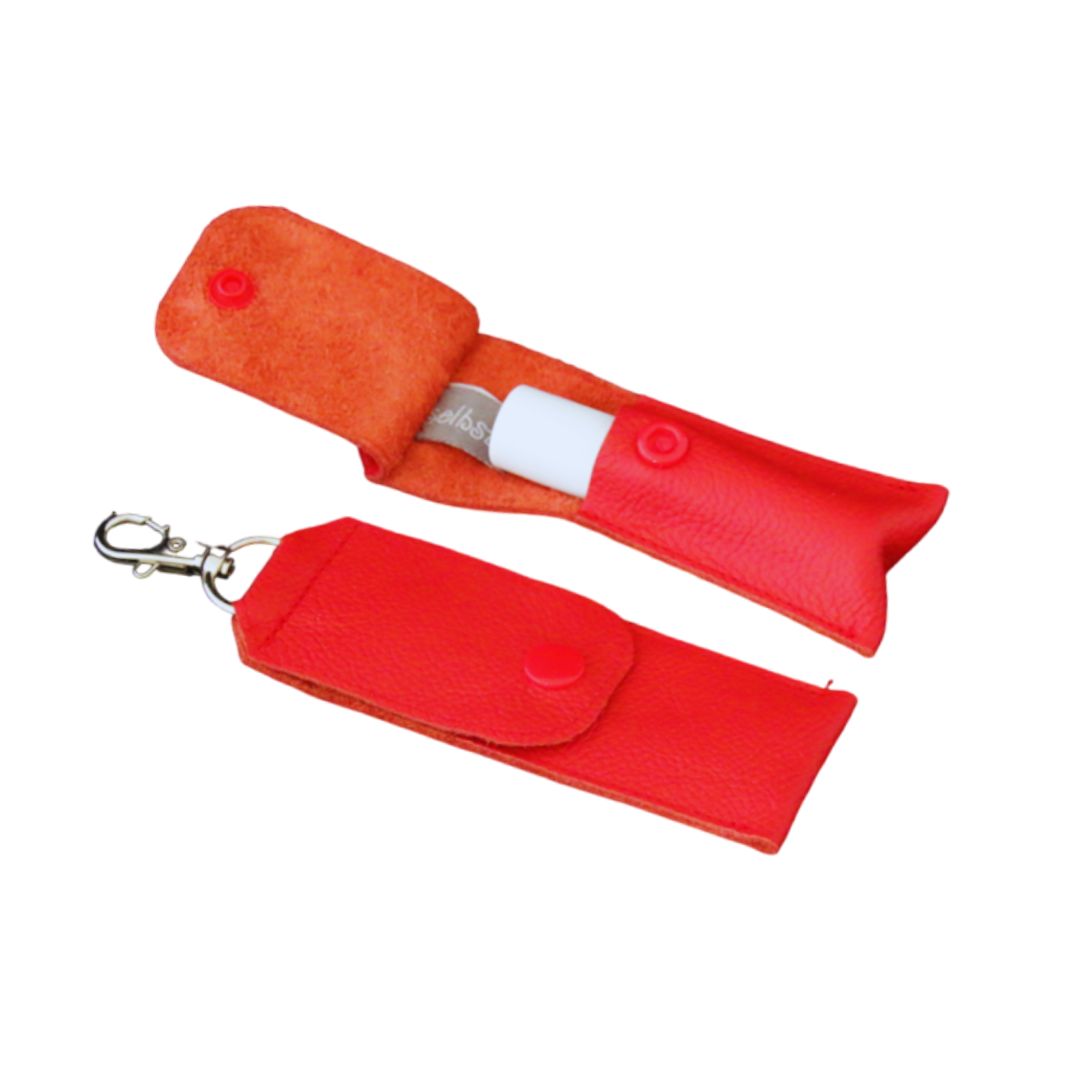 Ledertäschli / Schlüsselanhänger für 1 Roller, rot