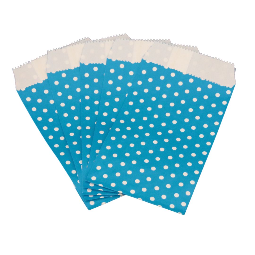 Papiersäckli blau Punkte 5 x 15cm, (5er Pack)