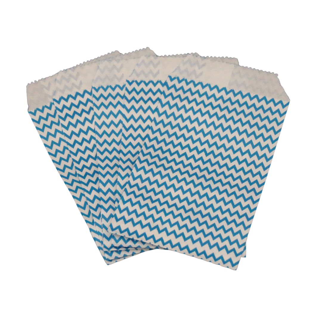 Papiersäckli blau Zickzack 5 x 15cm, (5er Pack)