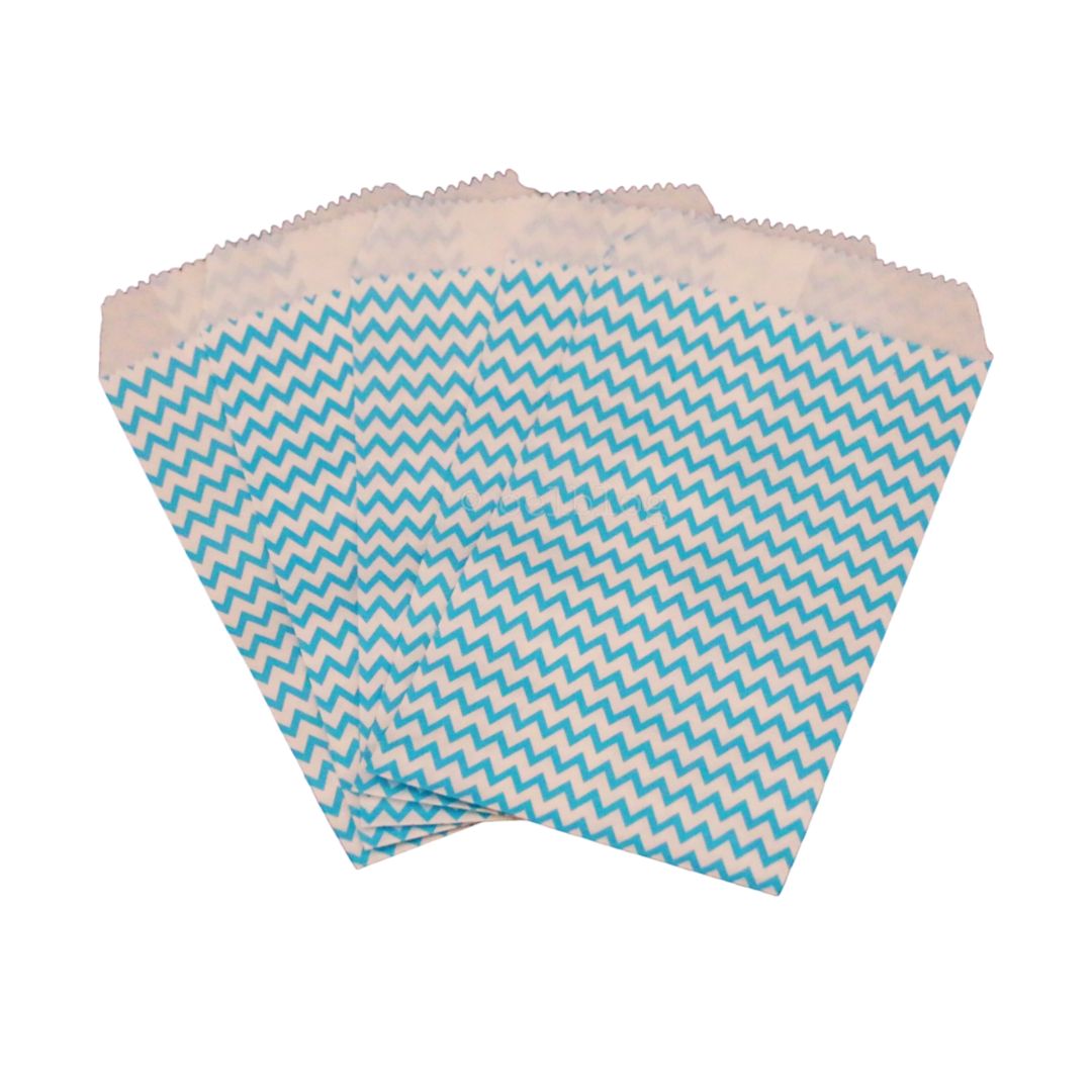 Papiersäckli hellblau Zickzack 5 x 15cm, (5er Pack)