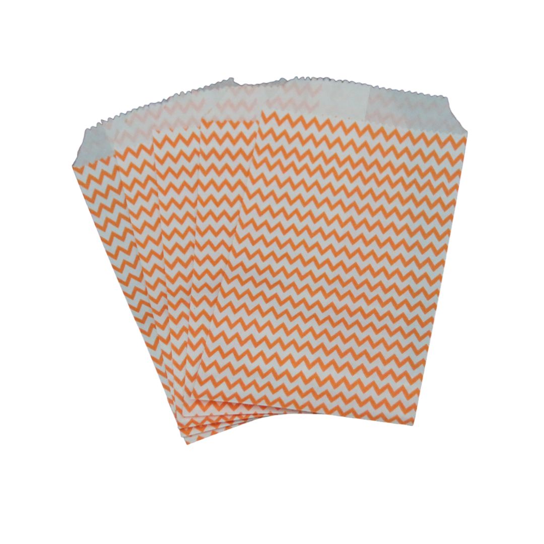 Papiersäckli orange Zickzack 5 x 15cm, (5er Pack)