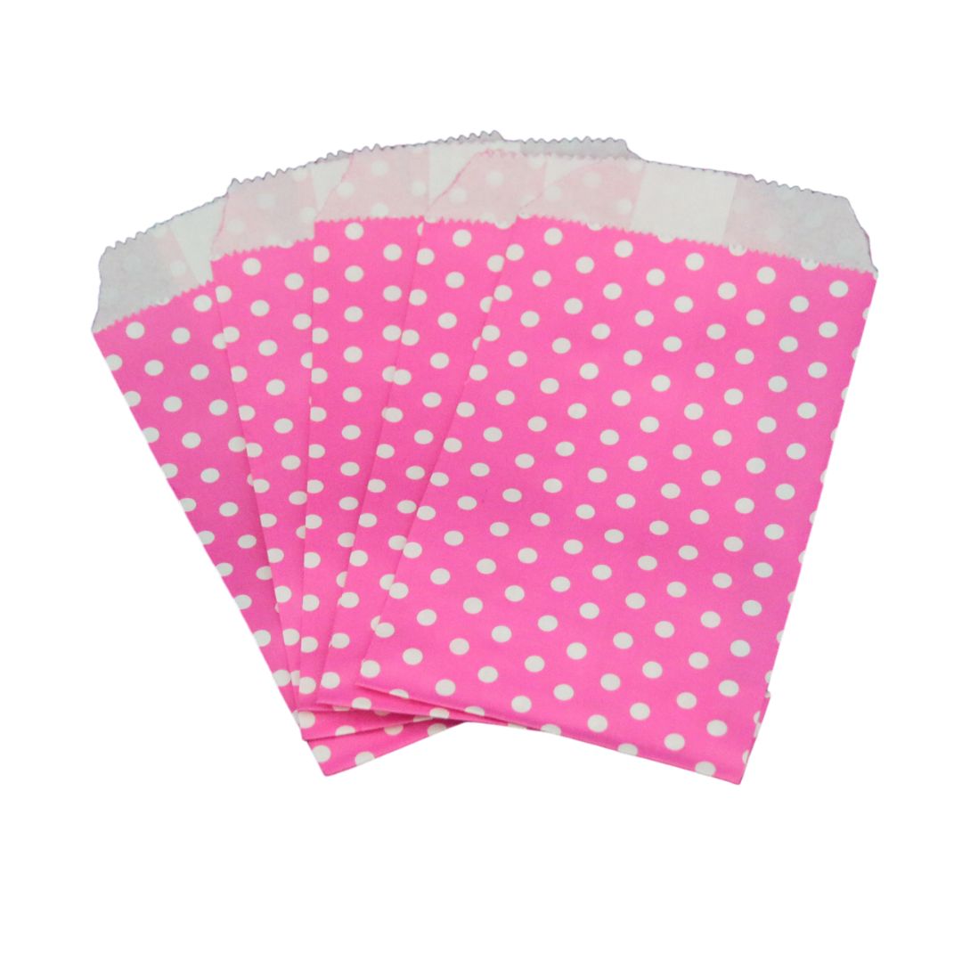 Papiersäckli pink Punkte 5 x 15cm, (5er Pack)