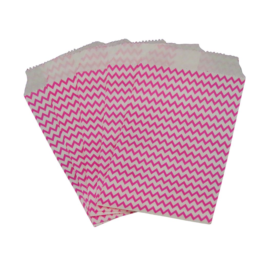 Papiersäckli pink Zickzack 5 x 15cm, (5er Pack)