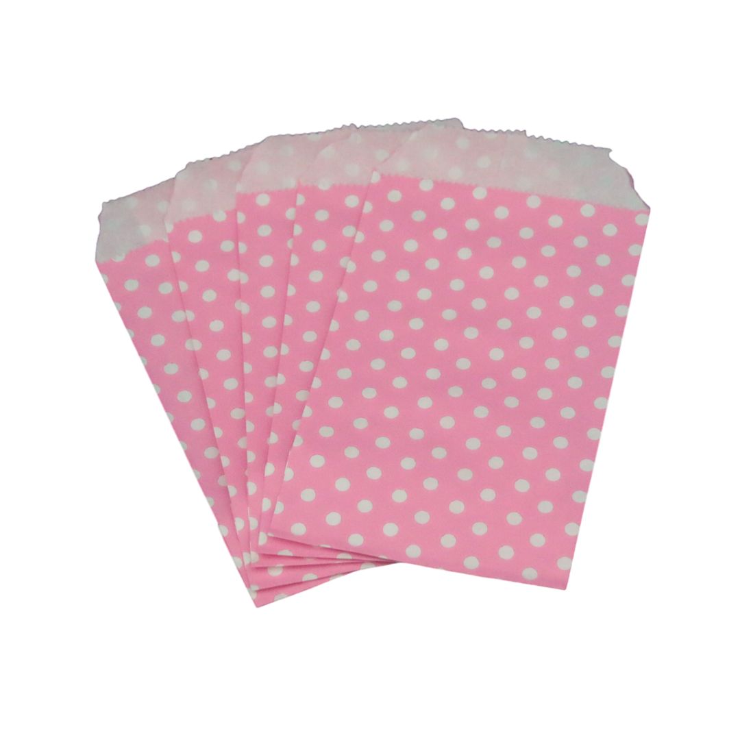 Papiersäckli rosa Punkte 5 x 18cm, (5er Pack)