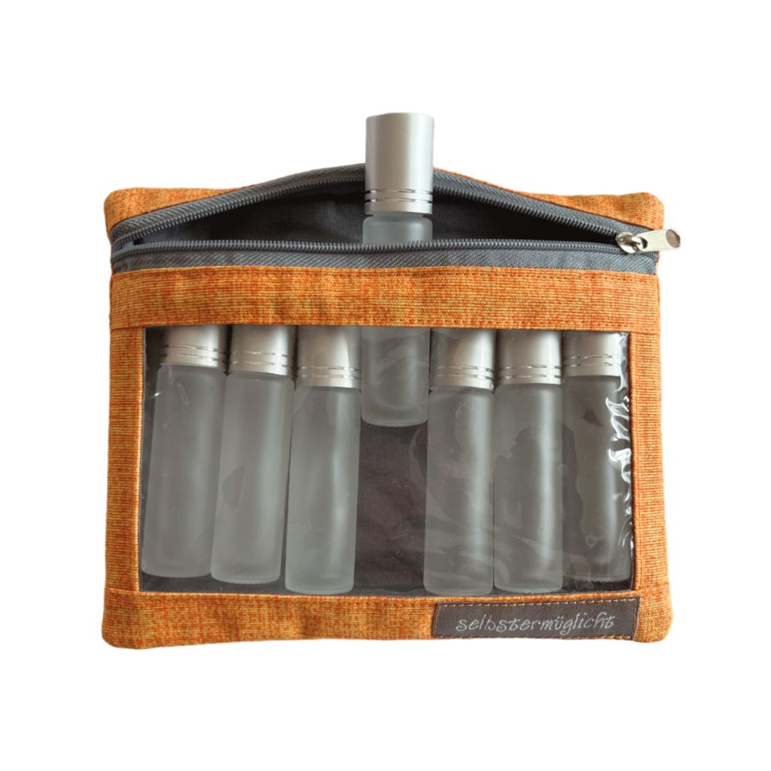 Tasche mit Sichtfenster, orange/grau