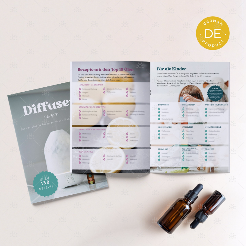 Diffuser Blend Recipes Booklet - for home & family wellness - GERMAN