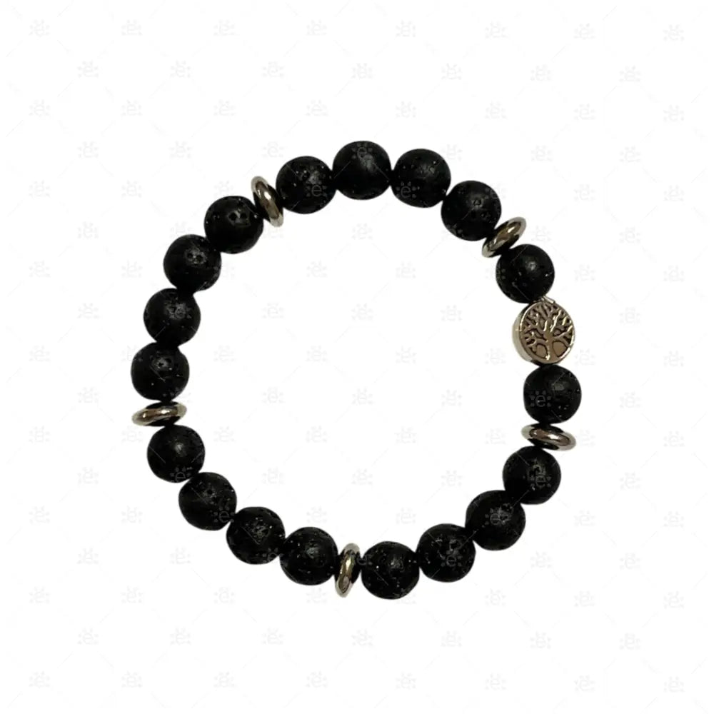 Lavaarmband schwarz und Lebensbaum silberfarben Jewellery