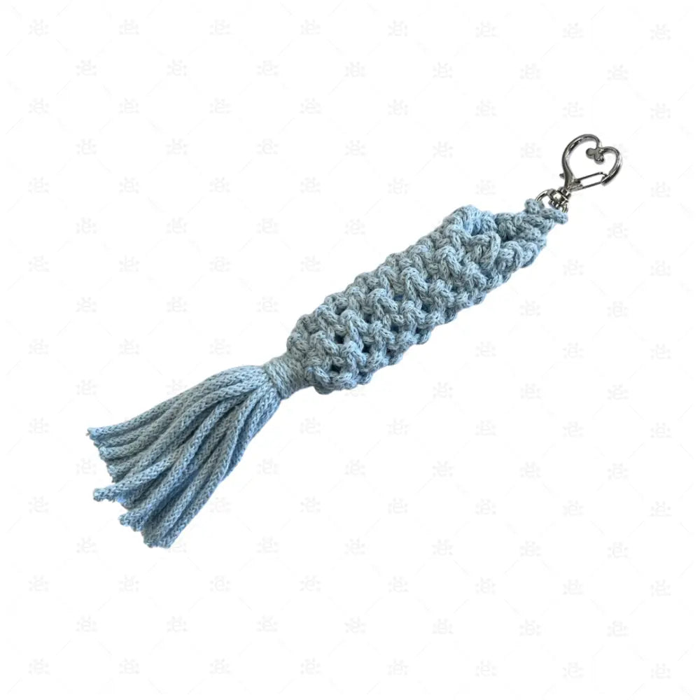 Makramee Rollertäschli / Schlüsselanhänger für 1 Roller eisblau mit silbernem Vintage Herzkarabiner (12) (Kopie) Cases