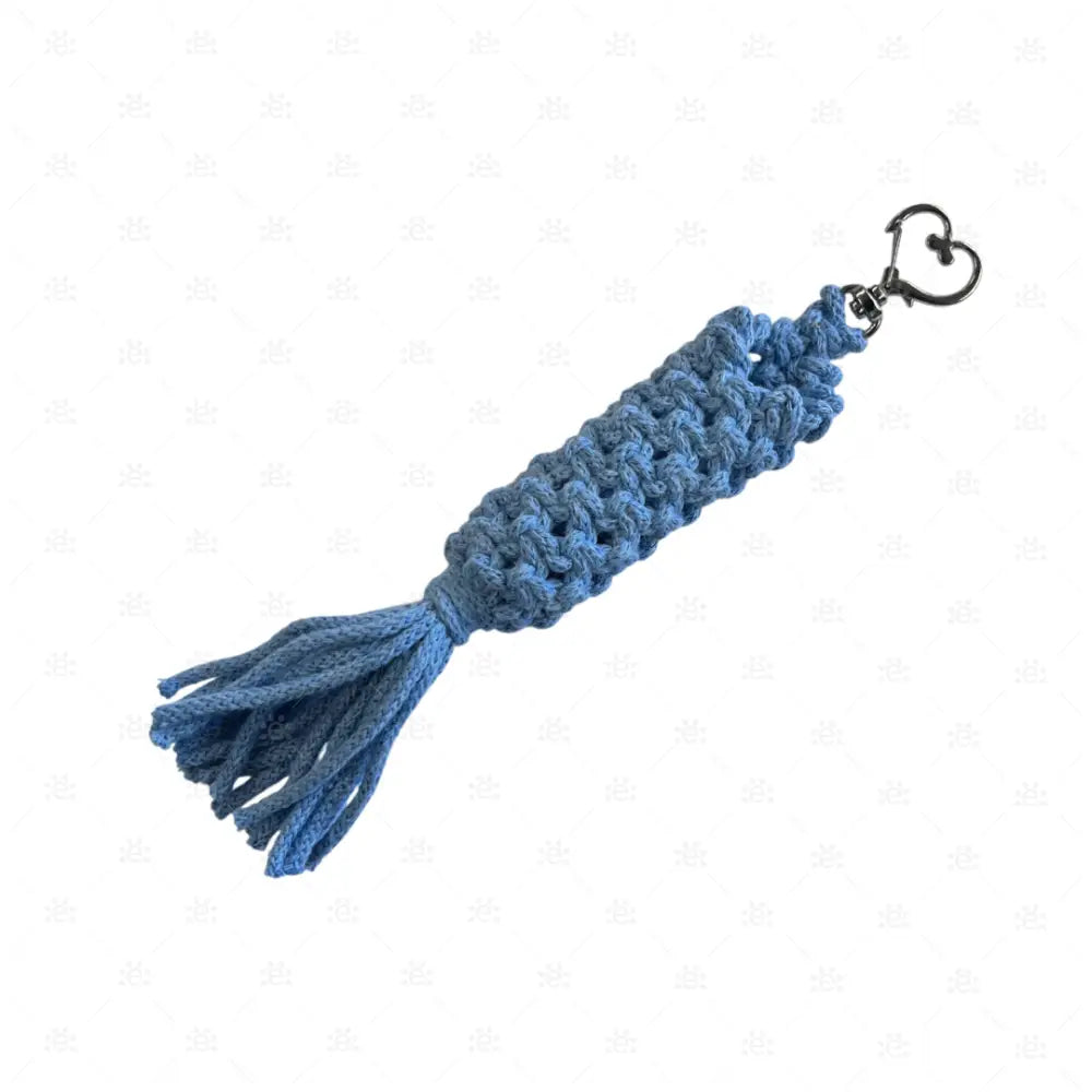 Makramee Rollertäschli / Schlüsselanhänger für 1 Roller hellblau mit silbernem Vintage Herzkarabiner (12) Cases &