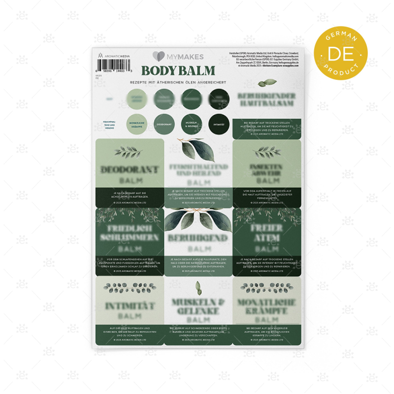 MyMakes: Body Balm - Label Sheet - GERMAN Labels