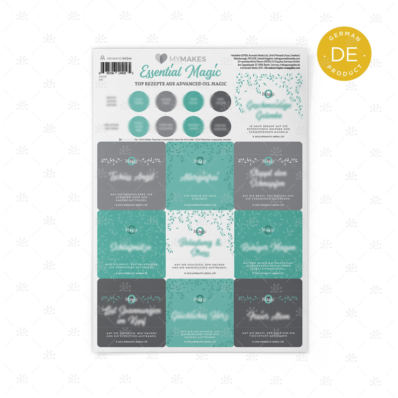 MyMakes: Essential Oil Magic - Top Recipes - Label Sheet - GERMAN Labels