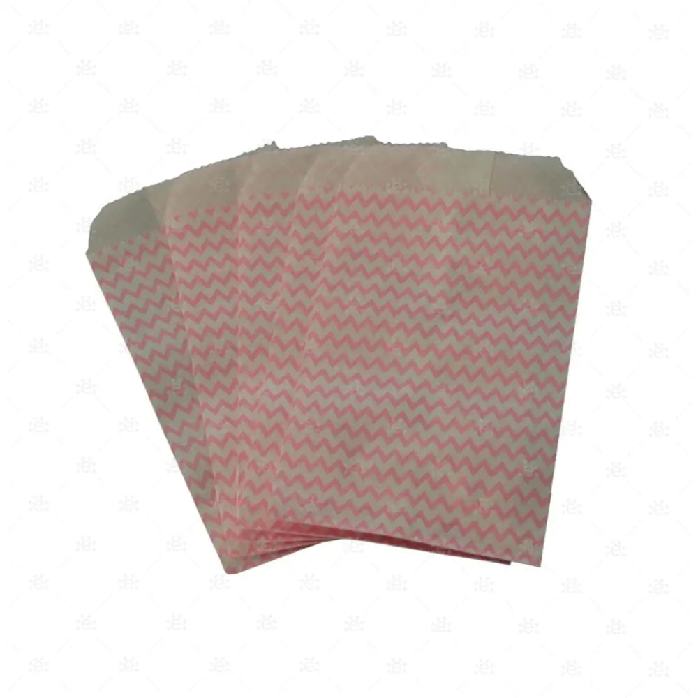 Papiersäckli hellrosa Zickzack 5 x 15cm (5er Pack)