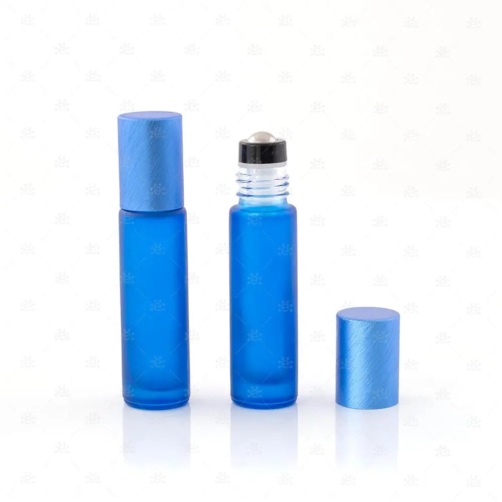 Roller 10ml deluxe frosted royal mit metallic Deckel & premium Stahlkugeleinsatz einzel Glass Roller Bottle
