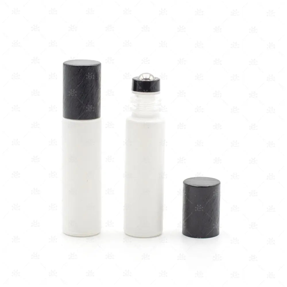 Roller 10ml matte deluxe weiss mit schwarz metallic Deckel & premium Stahlkugeleinsatz einzel Glass Roller Bottle