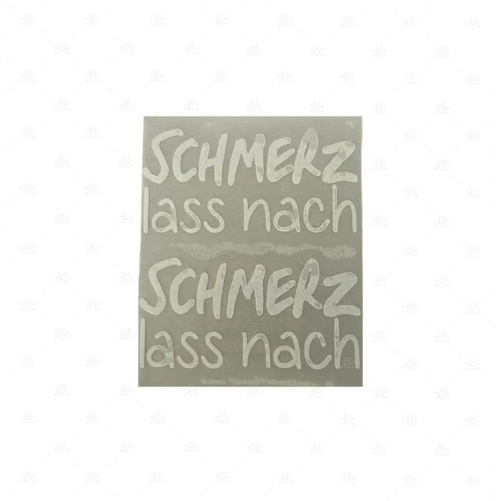 Rollerbeschriftungen doppel ’Schmerz lass nach’ weiss Labels
