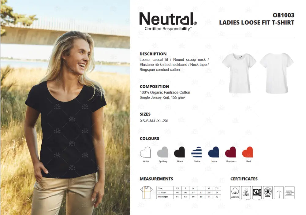 T-Shirt Neutral loose fit schwarz Grösse XL ’Peace’
