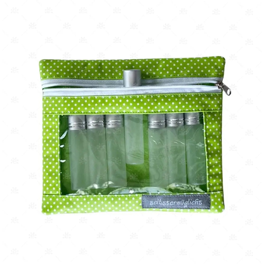 Tasche mit Sichtfenster hellgrün/weisse Punkte Cases & Displays