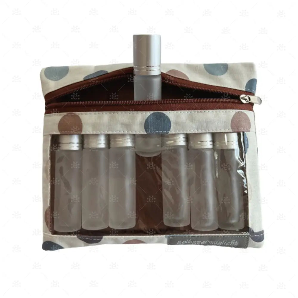 Tasche mit Sichtfenster Punkte blau/braun Cases & Displays
