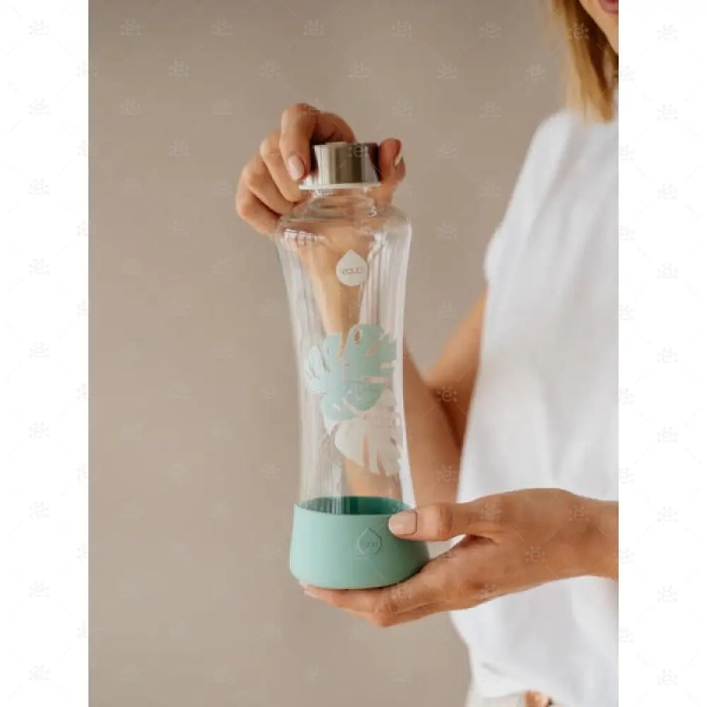 Trinkflasche Equa Squeeze Jungle Monstera 550ml Borosilikatglas